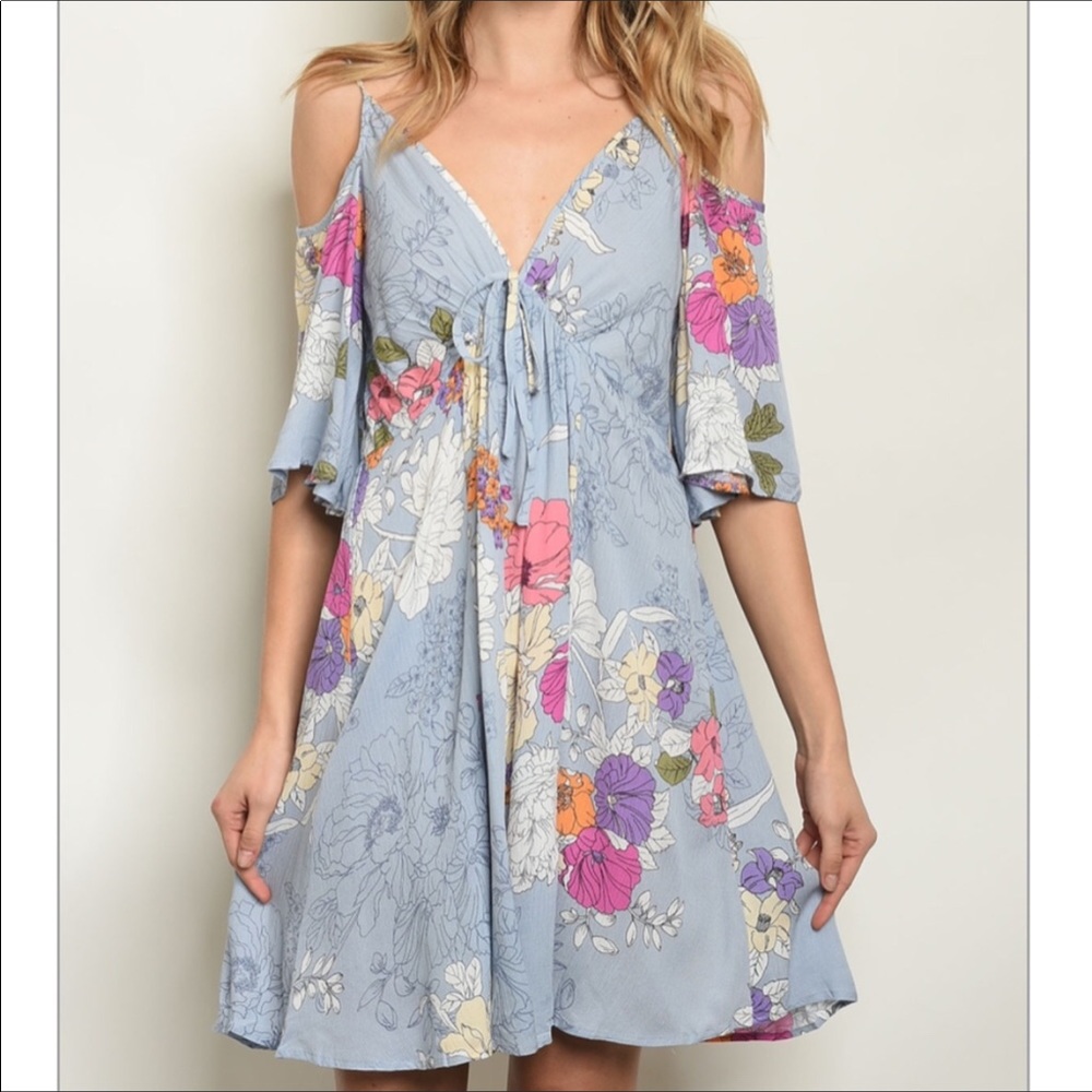 New Floral Cold Shoulder Dress